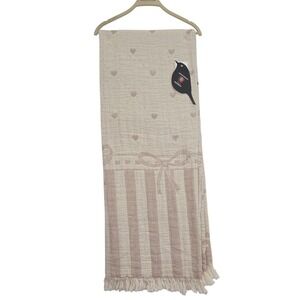 Piscatextil Cream Cotton Hearts Valentine Throw Blanket 50x70 Made in Portugal